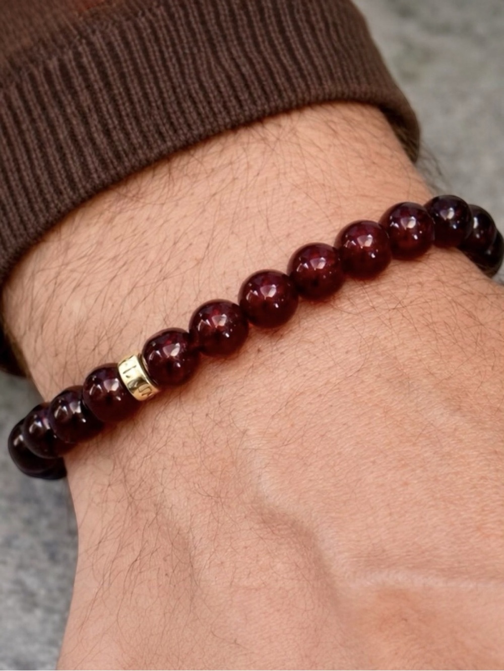 Hand Crafted Men’s Red Garnet Bracelet 8 3/4”
